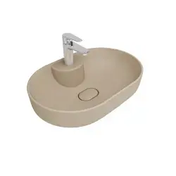 Çanakkale Seramik Zero 2.0 Ada Oval Çanak Lavabo Mat Latte 60x40