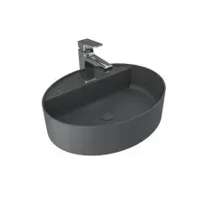 Çanakkale Seramik Smartedge Lavabo + Sifon Set Elips Mat Antrasit